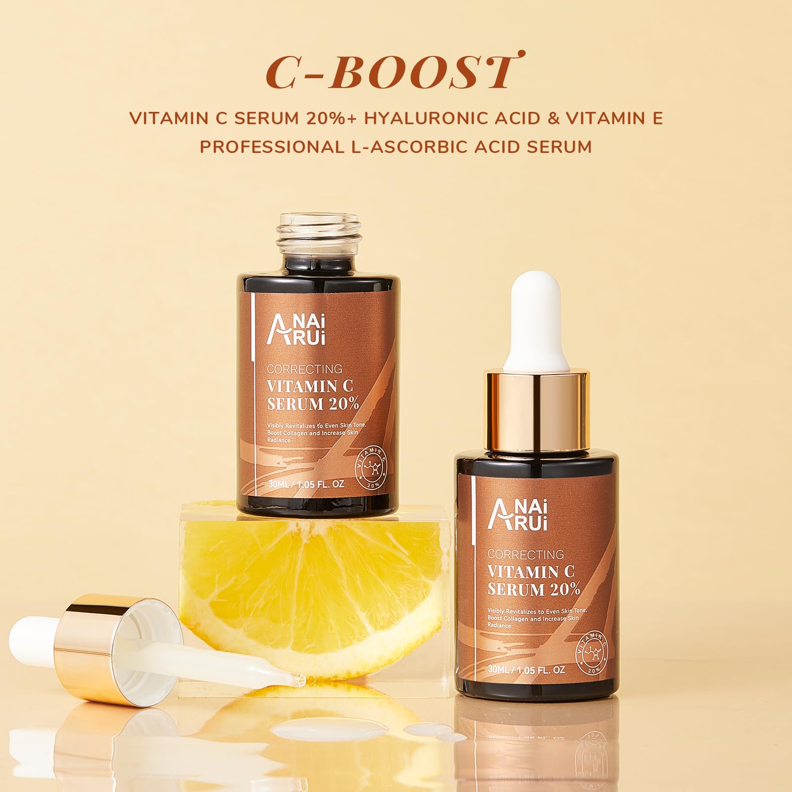 ANAI RUI serum used on face, neck, and chest for cohesive glow
