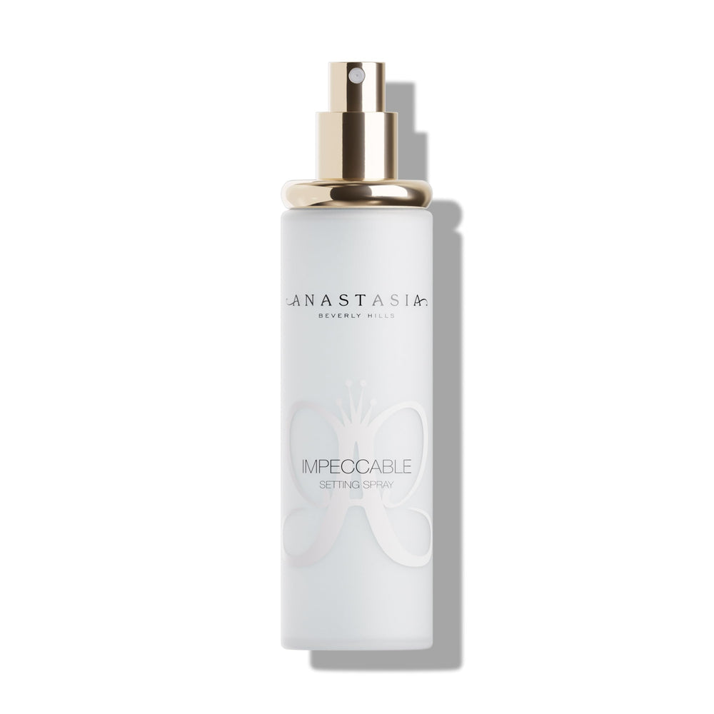 Anastasia Beverly Hills Impeccable Blurring Matte Setting Spray bottle for long-wear, shine control.