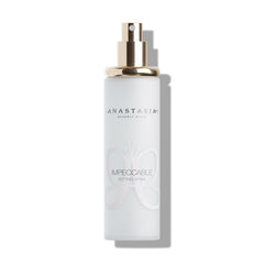 Anastasia Beverly Hills Impeccable Blurring Matte Setting Spray bottle for long-wear, shine control.