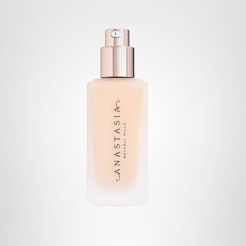 Foundation swatch and application on skin by Anastasia Beverly Hills offering long-lasting, shine-free wear