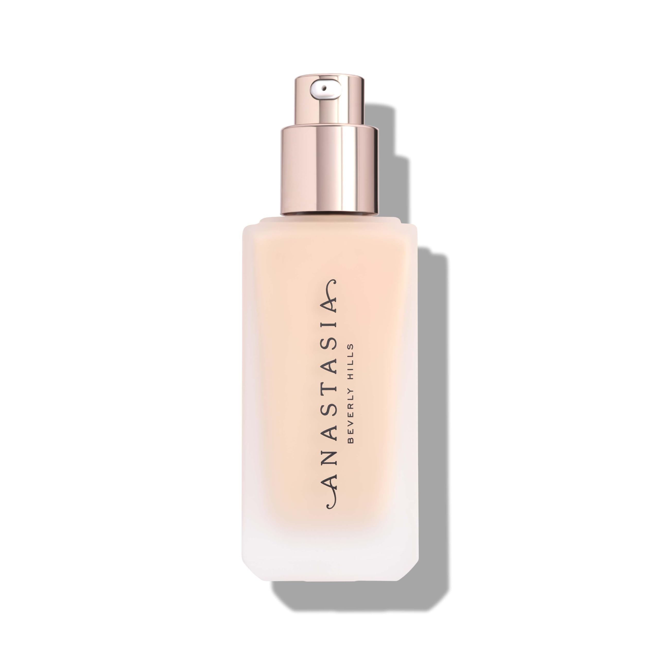 Anastasia Beverly Hills Impeccable Blurring Second Skin matte foundation bottle close-up with velvet-matte finish and shine control