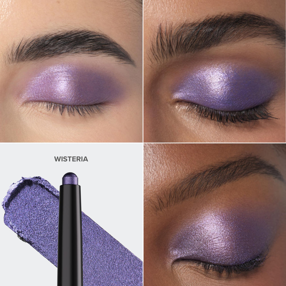 Anastasia BH GLIDR Shadow Stick Wisteria Glow swatches demonstrate bold color payoff.