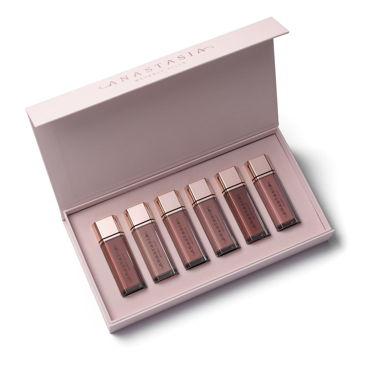 Anastasia Beverly Hills Lip Velvet holiday set packaging, ideal gift presentation.