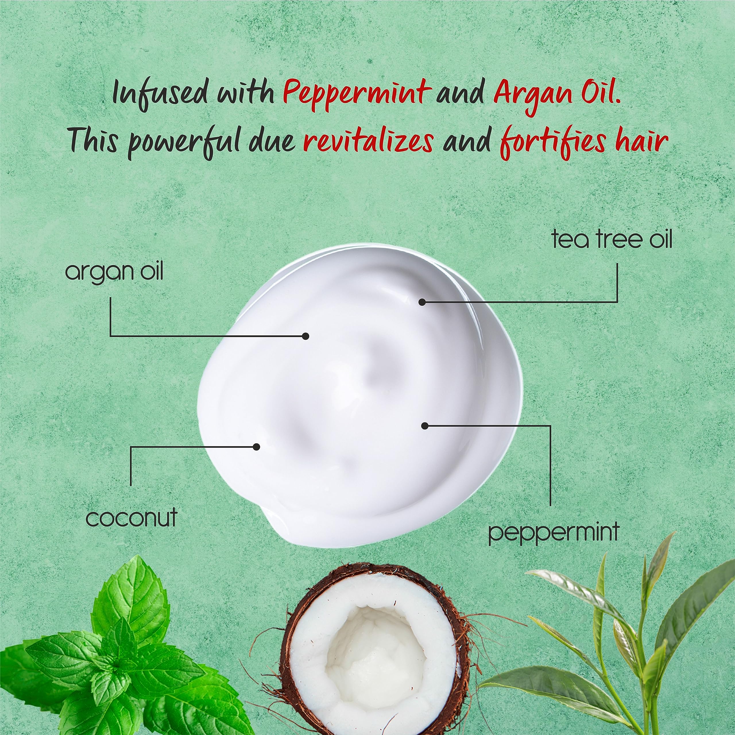 Tea tree oil and biotin ingredients highlighted for hair care