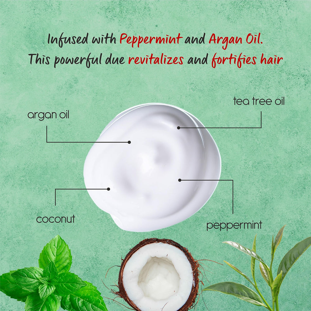 Tea tree oil and biotin ingredients highlighted for hair care