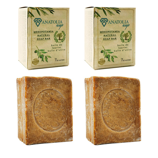 Anatolia Soap Aleppo 2-Pack, ready for daily cleansing with pure olive oil.