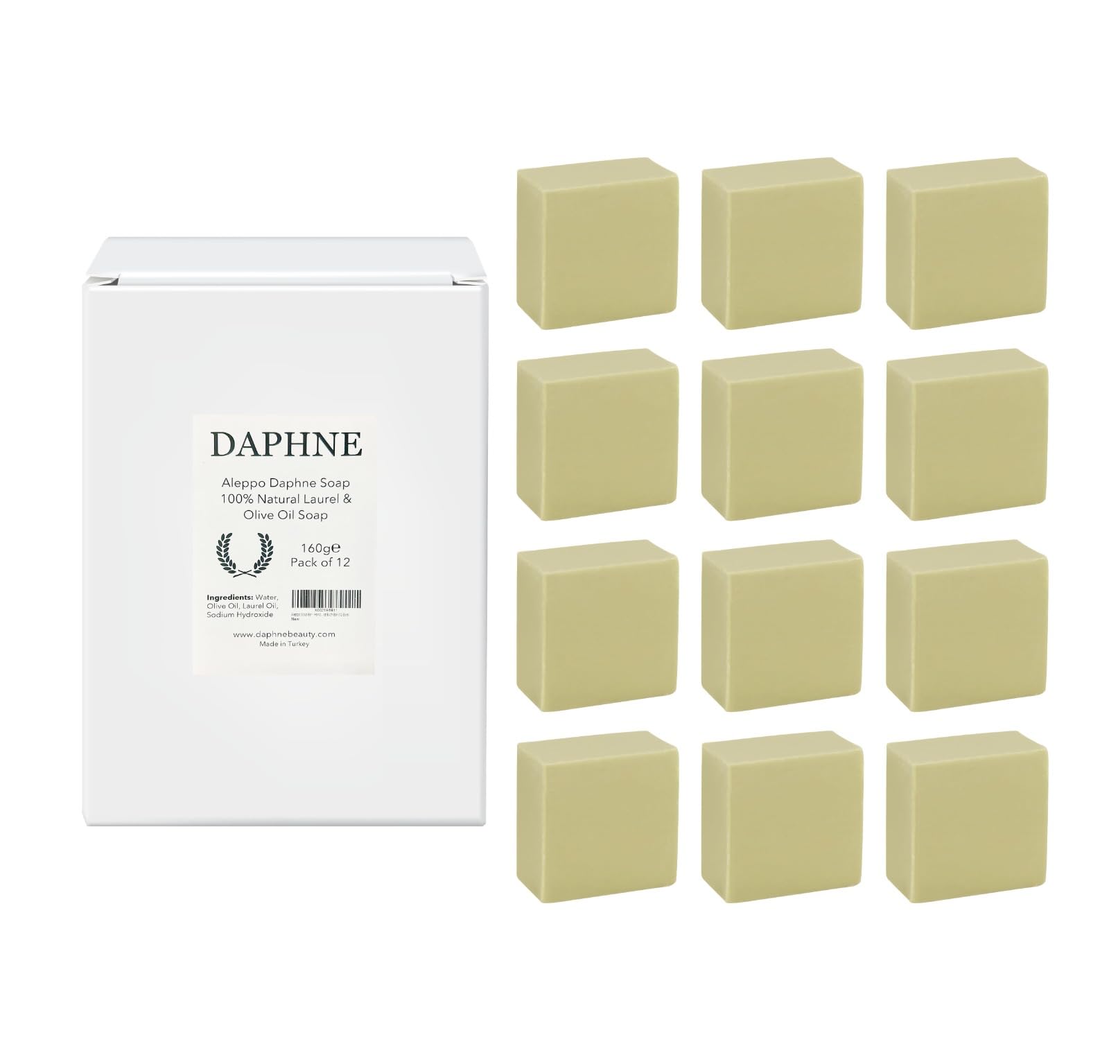 AnatoliaDaphne Aleppo soap bar with olive oil cleanses gently and moisturizes skin.