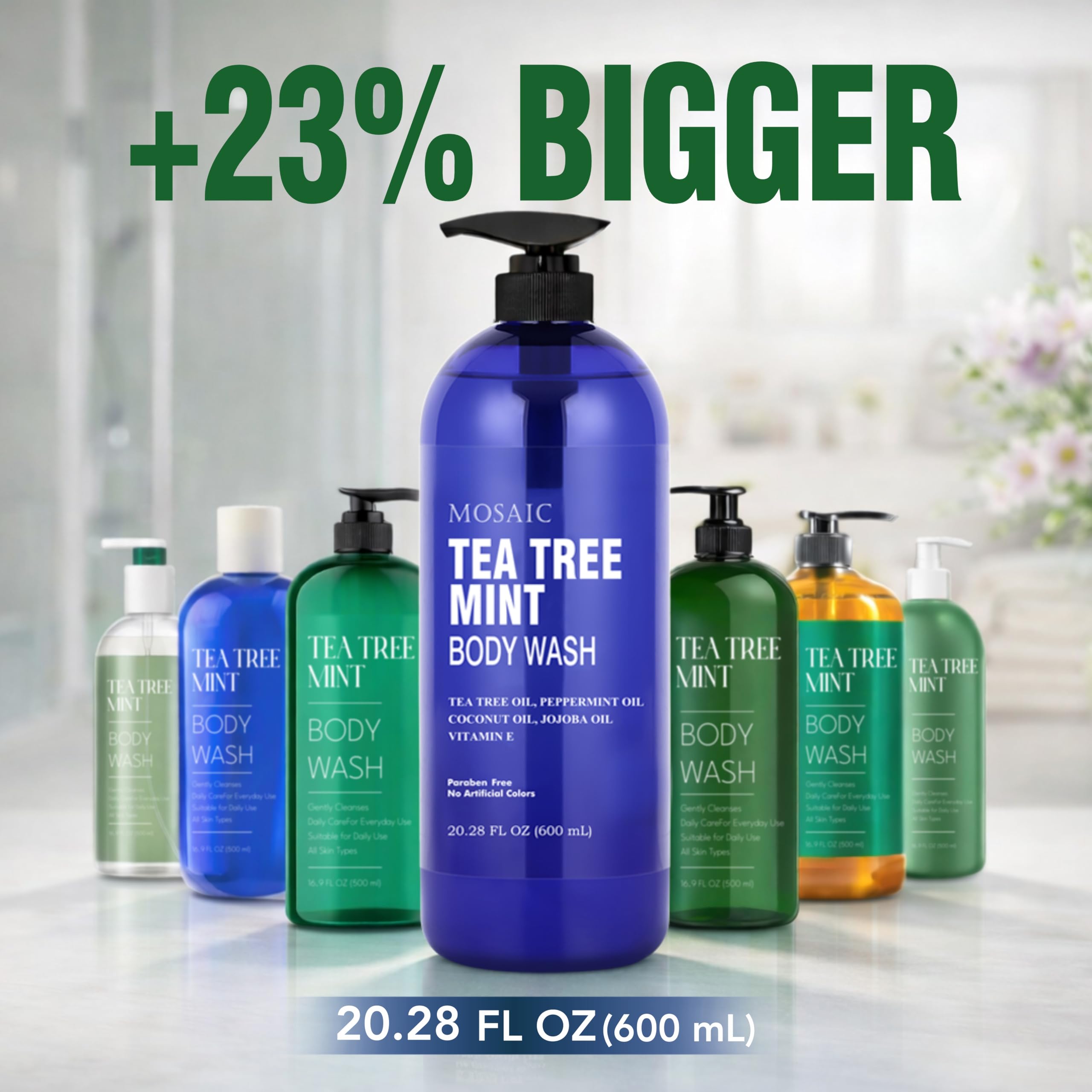 AnatoliaDaphne Tea Tree Wash label close-up highlights tea tree oil and natural ingredients.