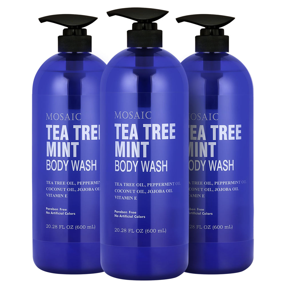 AnatoliaDaphne Tea Tree Body Wash bottle pour for a refreshing mint cleanse.