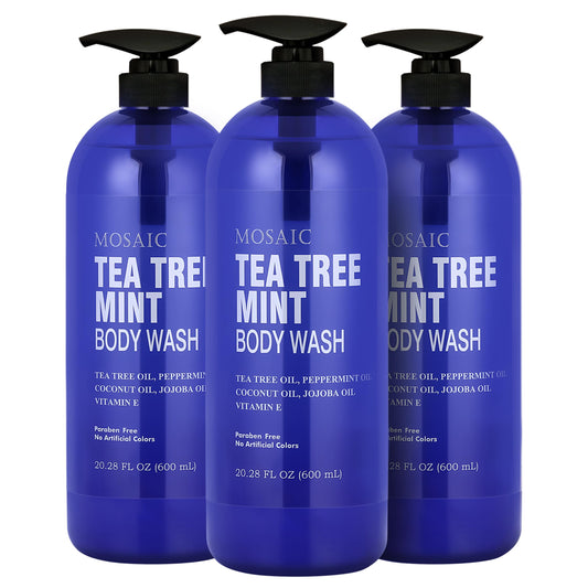 AnatoliaDaphne Tea Tree Body Wash bottle pour for a refreshing mint cleanse.