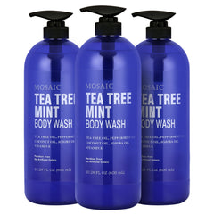 AnatoliaDaphne Tea Tree Body Wash bottle pour for a refreshing mint cleanse.