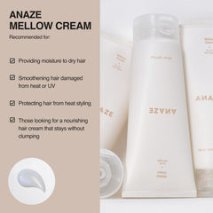 ANAZE Mellow Cream texture close-up shows a creamy, light formula for fast absorption.