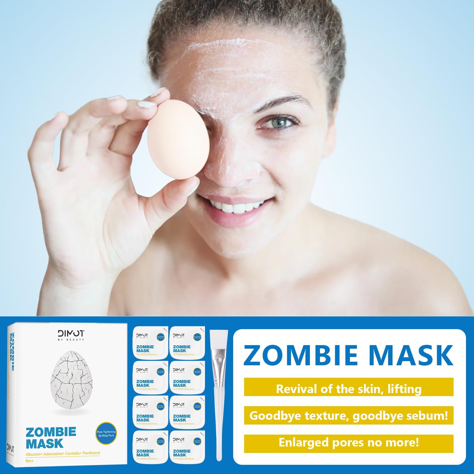 ANCAI Zombie Mask tightening effect close-up during wear.