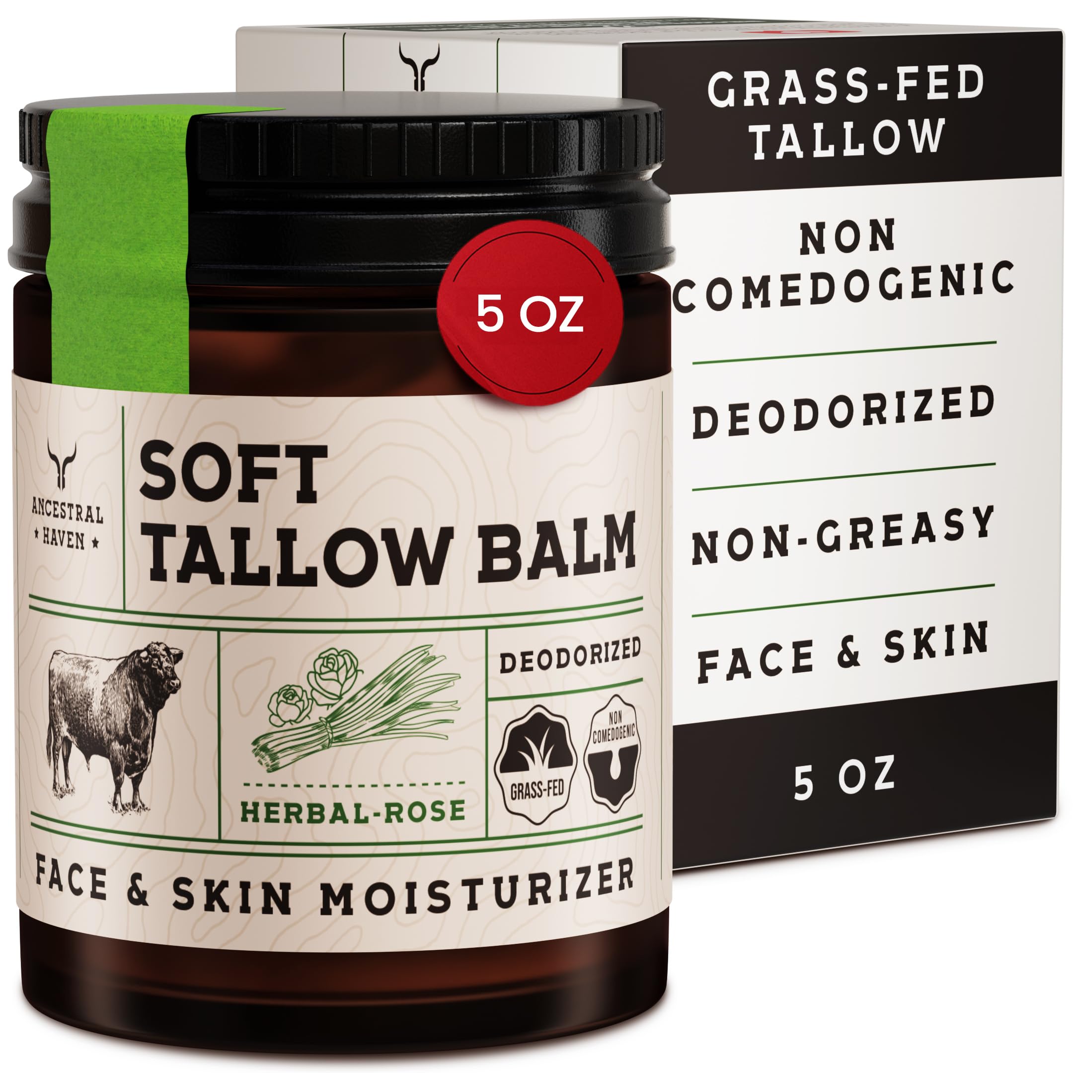Ancestral Haven beef tallow face cream jar showing lightweight hydration