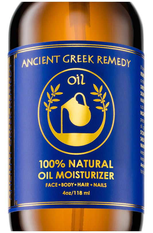 Ancient Greek Remedy Body Oil after shower bottle delivers long-lasting hydration.
