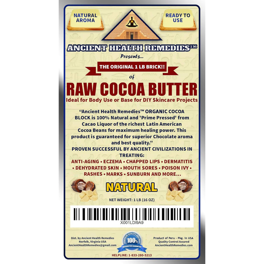 ANCIENT HEALTH REMEDIES Cocoa Butter Packaging, bulk format supports larger batch projects.