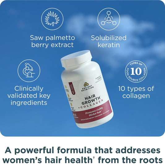 Ancient Nutrition hair growth capsules close-up for easy daily use