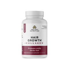 Ancient Nutrition Hair Growth + Collagen bottle supports healthier hair and shine