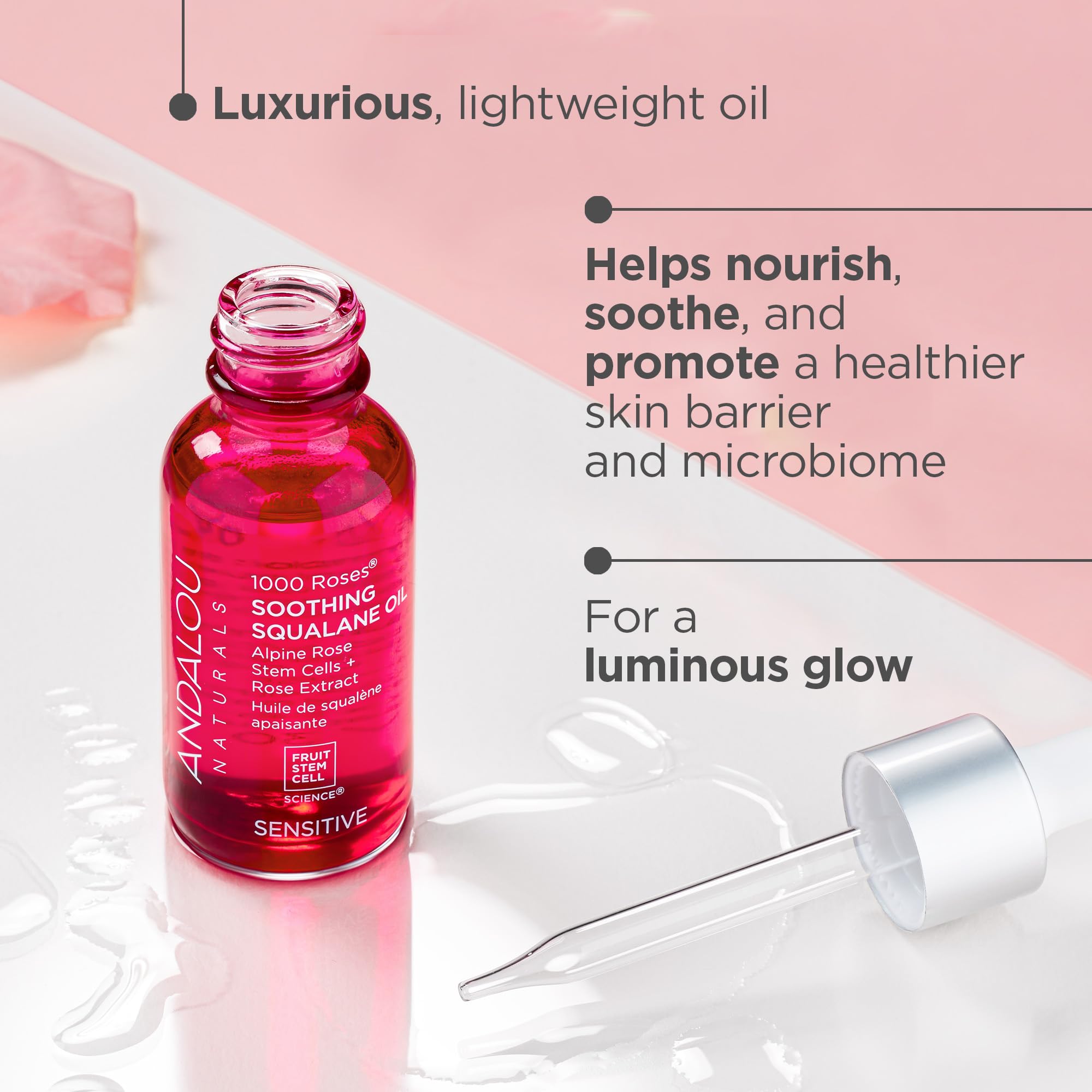Texture close up of Andalou Naturals 1000 Roses Squalane Oil