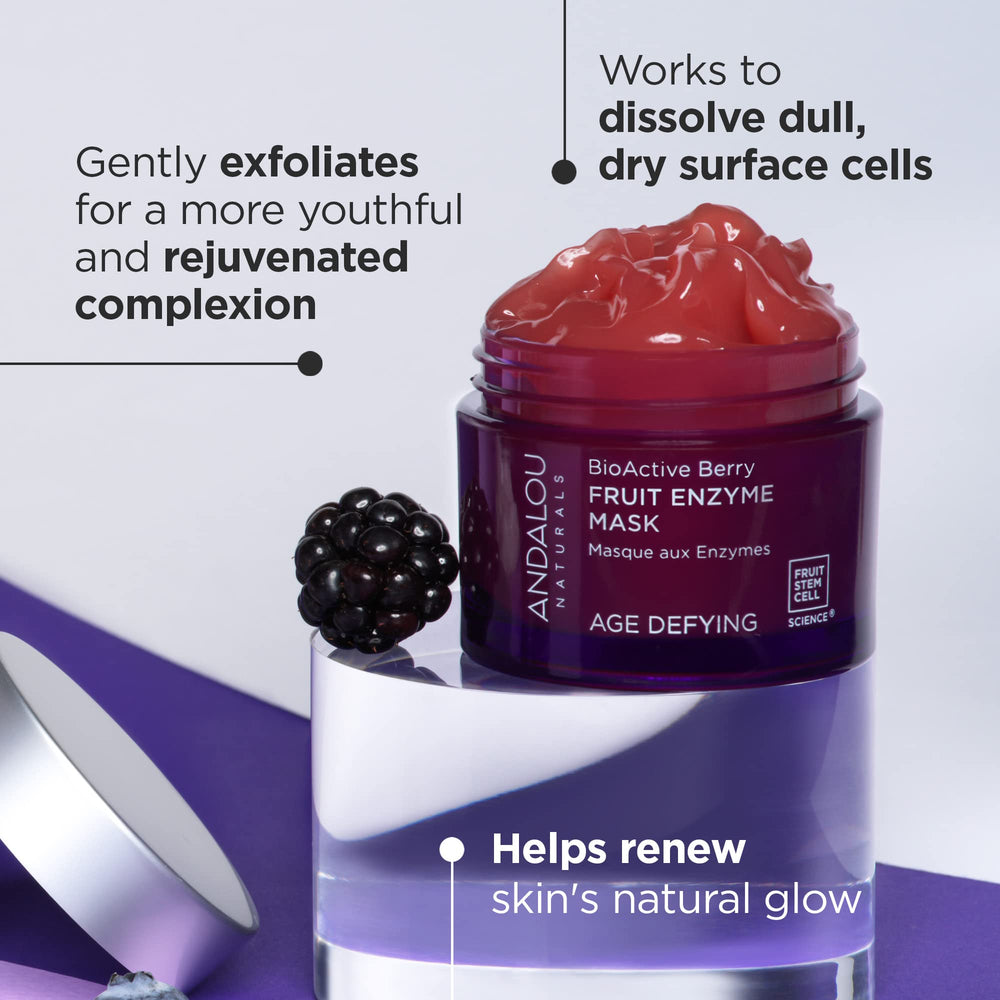 Ingredients close-up shows berries and antioxidants from Andalou Naturals mask