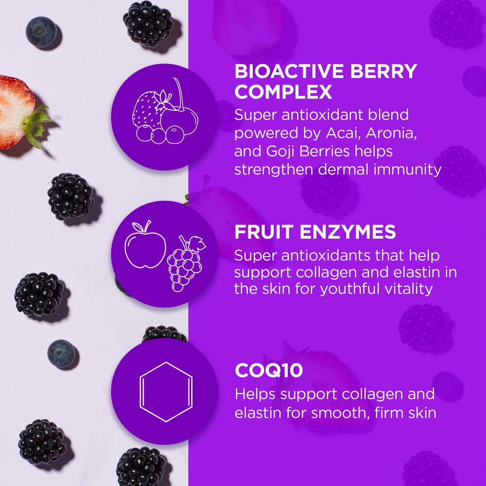 Andalou Naturals BioActive 8 Berry Mask creamy texture on skin supports pampering routine