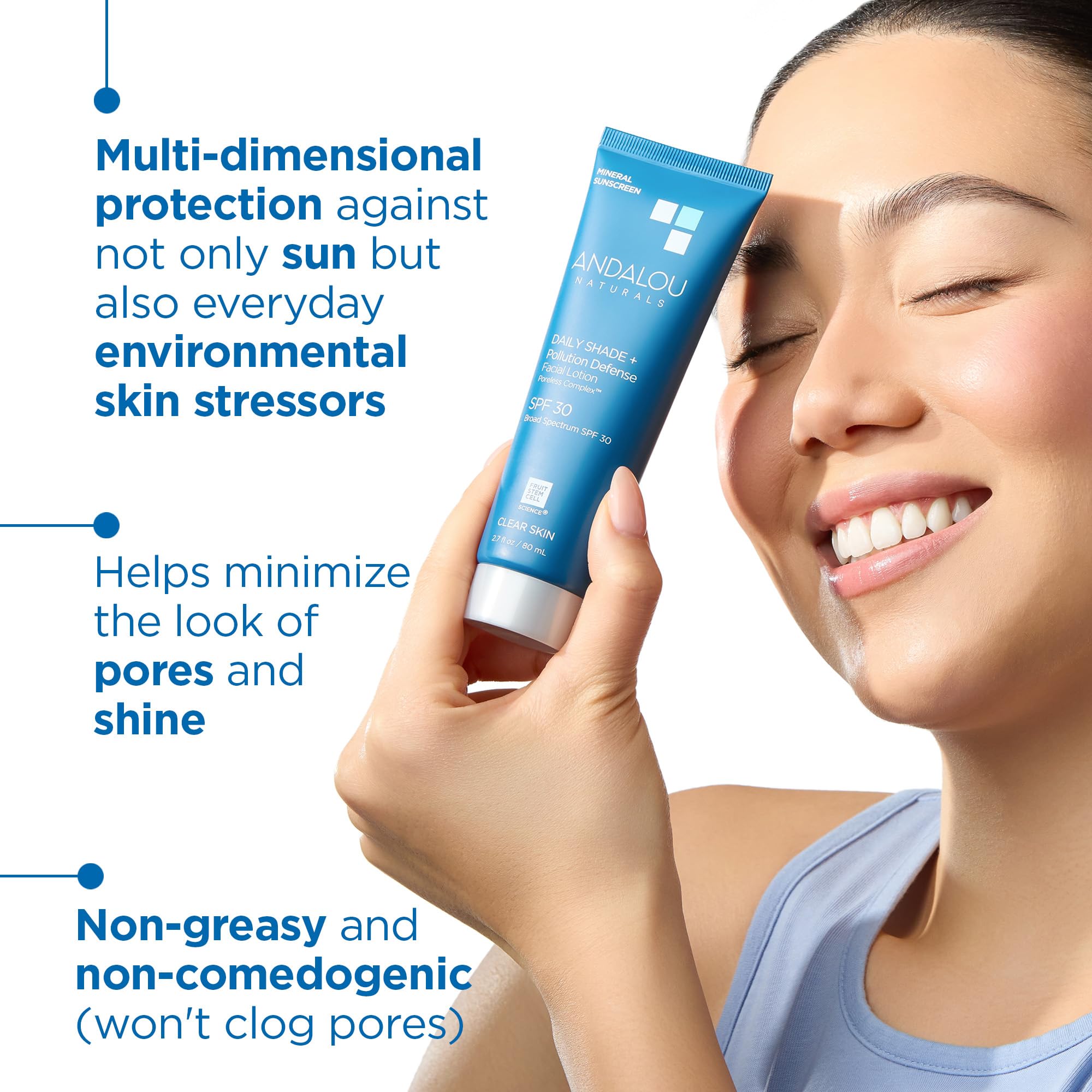 Andalou Naturals Daily Shade sunscreen swatch with light matte finish on skin.