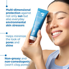 Andalou Naturals Daily Shade sunscreen swatch with light matte finish on skin.