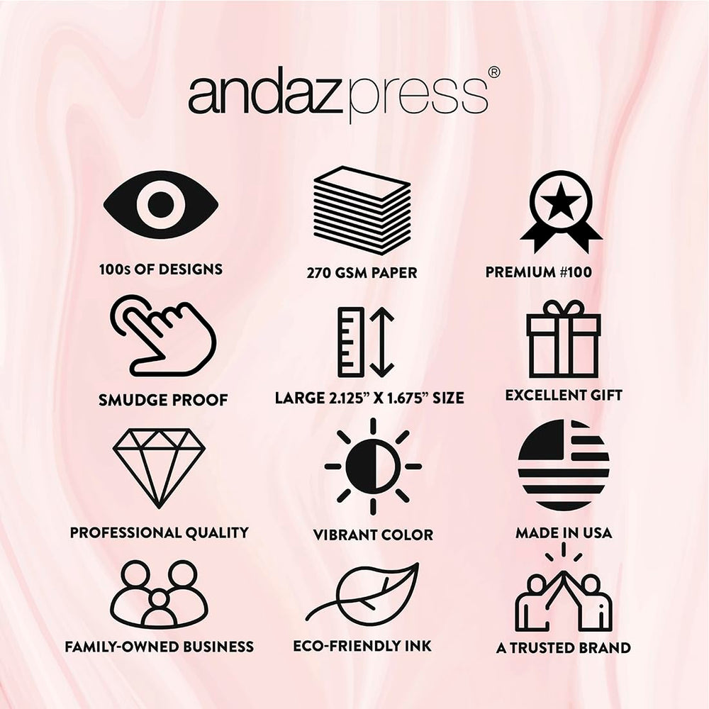 Andaz Press glitter detail adds luxe shine appealing for photos and gifts.