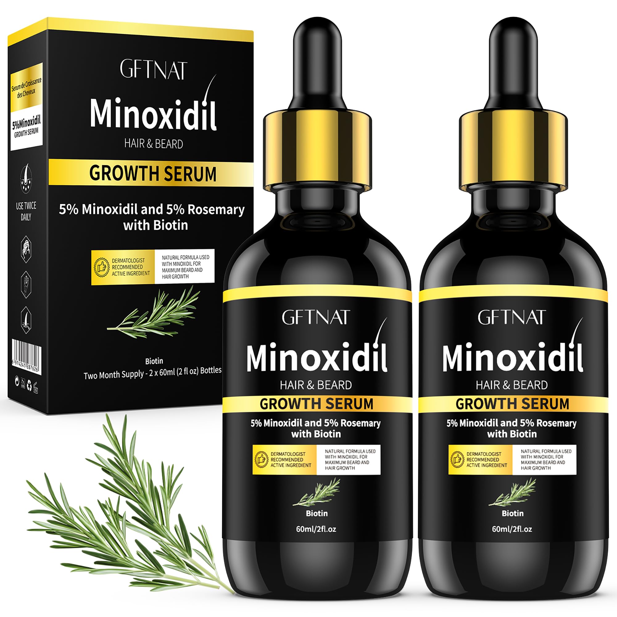 Andelusita minoxidil rosemary biotin bottle pour supports daily scalp care and fullness.