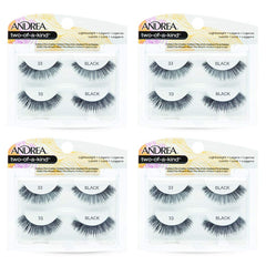 Andrea Two of a Kind False Lashes 33 Black close-up on eyes highlighting rounded center glam