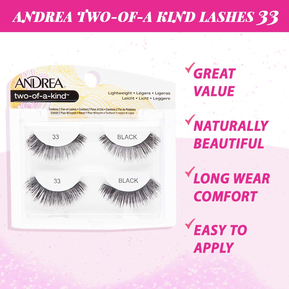 Andrea Two of a Kind False Lashes 33 Black pack two-of-a-kind in stylish full volume