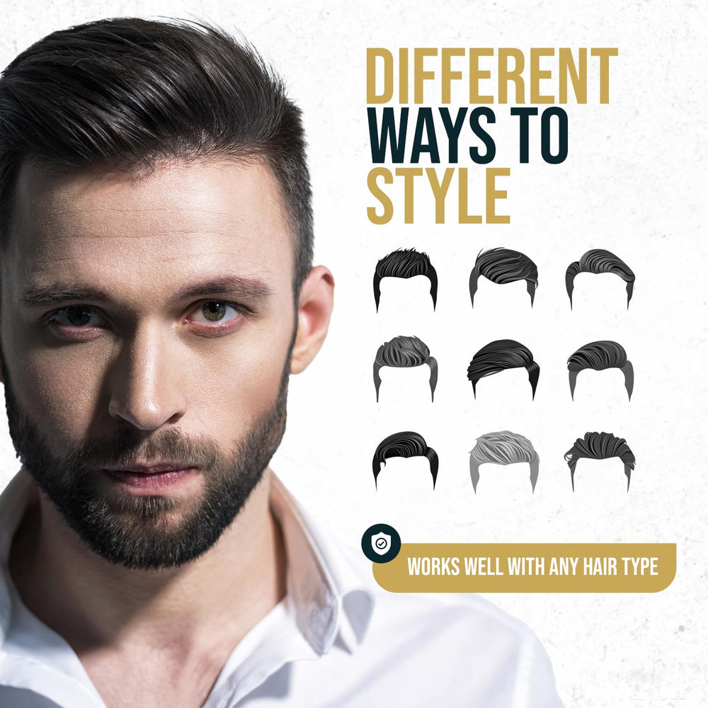 ANDREW JAMES Matte Pomade applied with fingertips to dry hair for easy styling