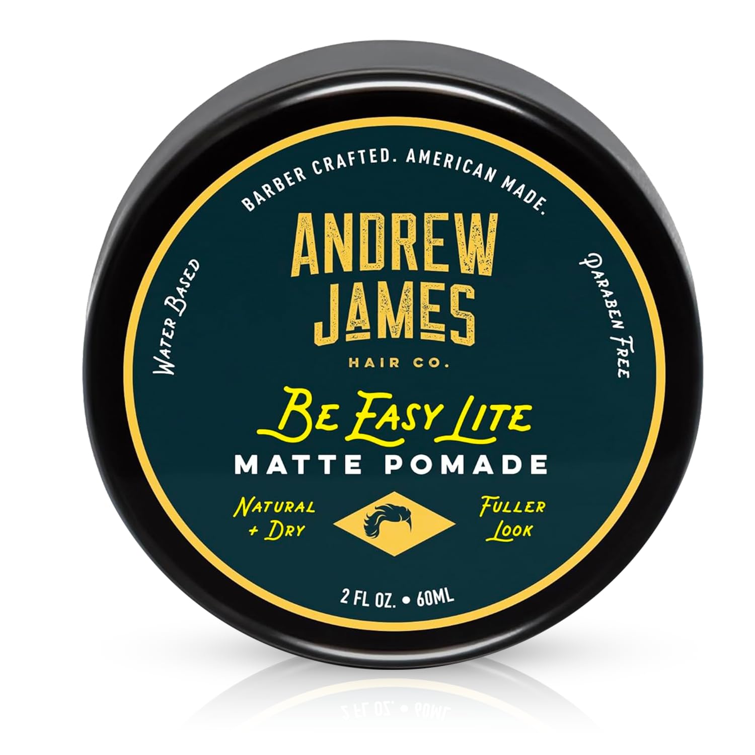 ANDREW JAMES Matte Pomade bottle for a natural matte finish