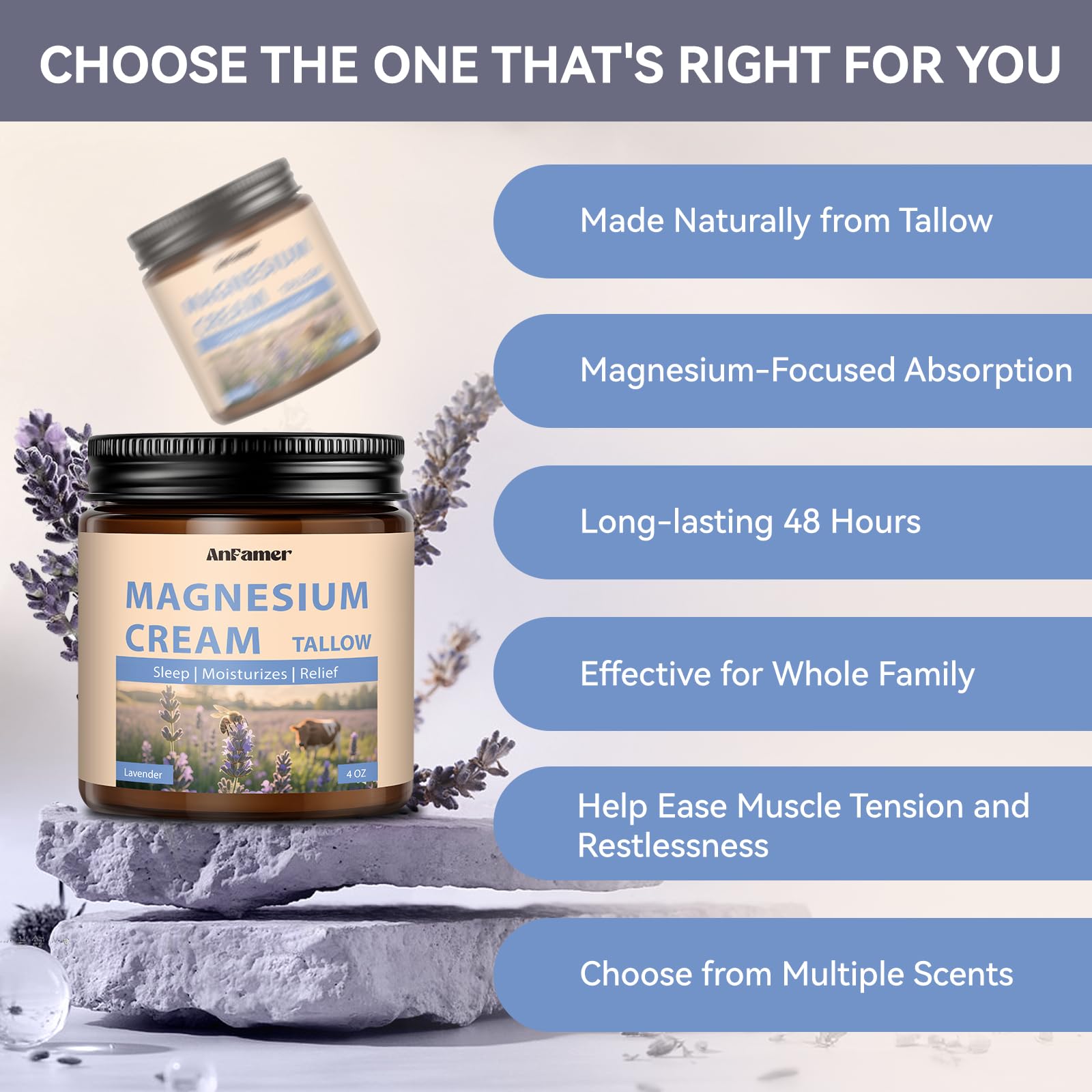 AnFamer night routine image highlights lavender aroma promoting relaxation before bed.