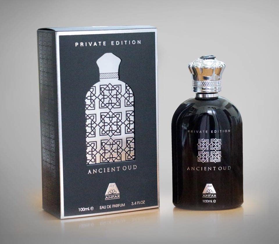 Anfar Ancient Oud Private Edition packaging box, perfect for gifting and collection.