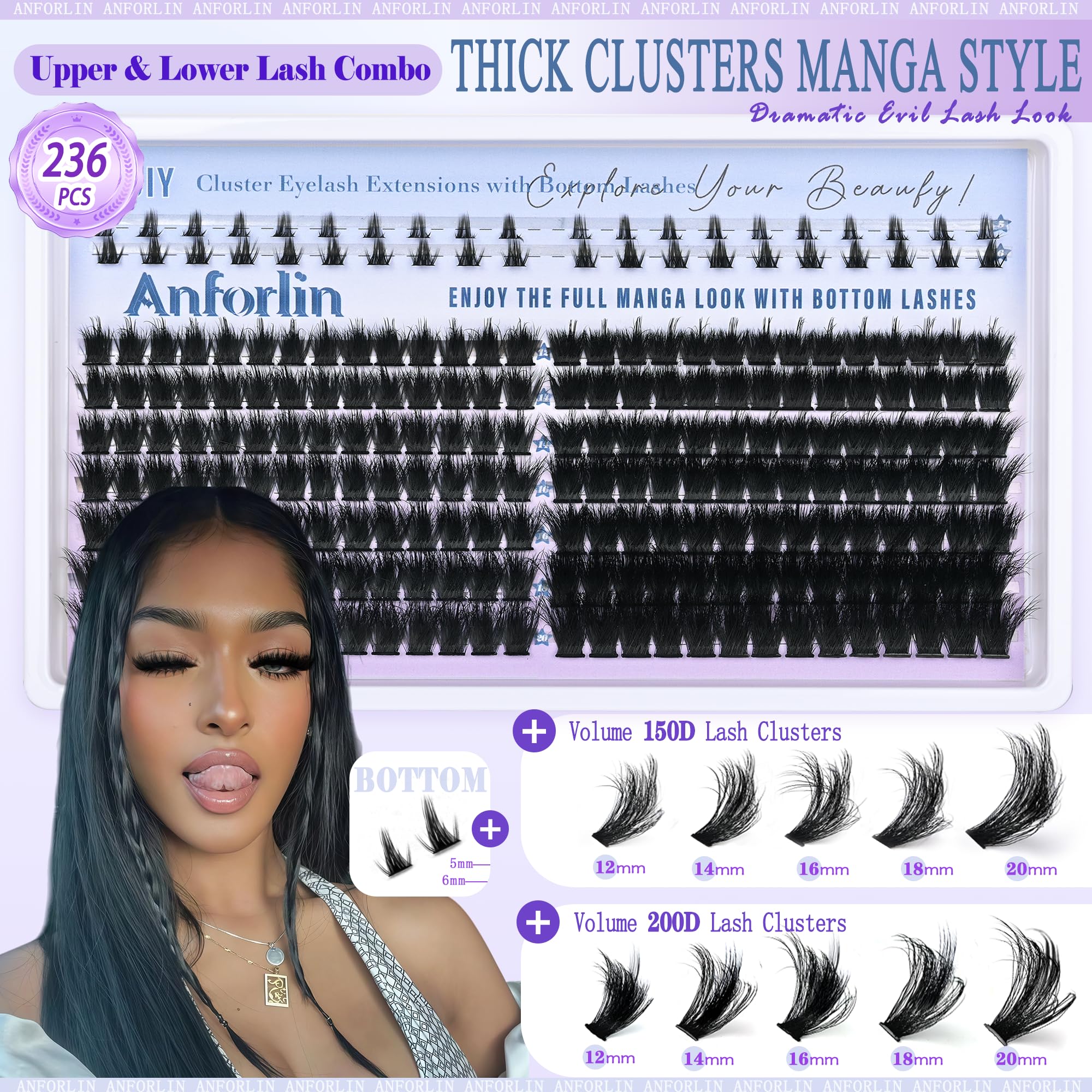 Bottom lashes 5–6mm by ANFORLIN add height and definition