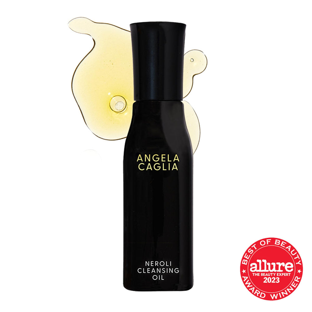 Angela Caglia Neroli Cleansing Oil emulsifies on contact into a milky emulsion for cleansing.