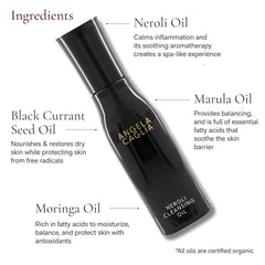 Angela Caglia Neroli Cleansing Oil with Neroli and Moringa supports a refreshing daily routine.