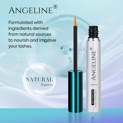 Angeline Premium Lash Serum applied to lashes for nourishing, defined length.