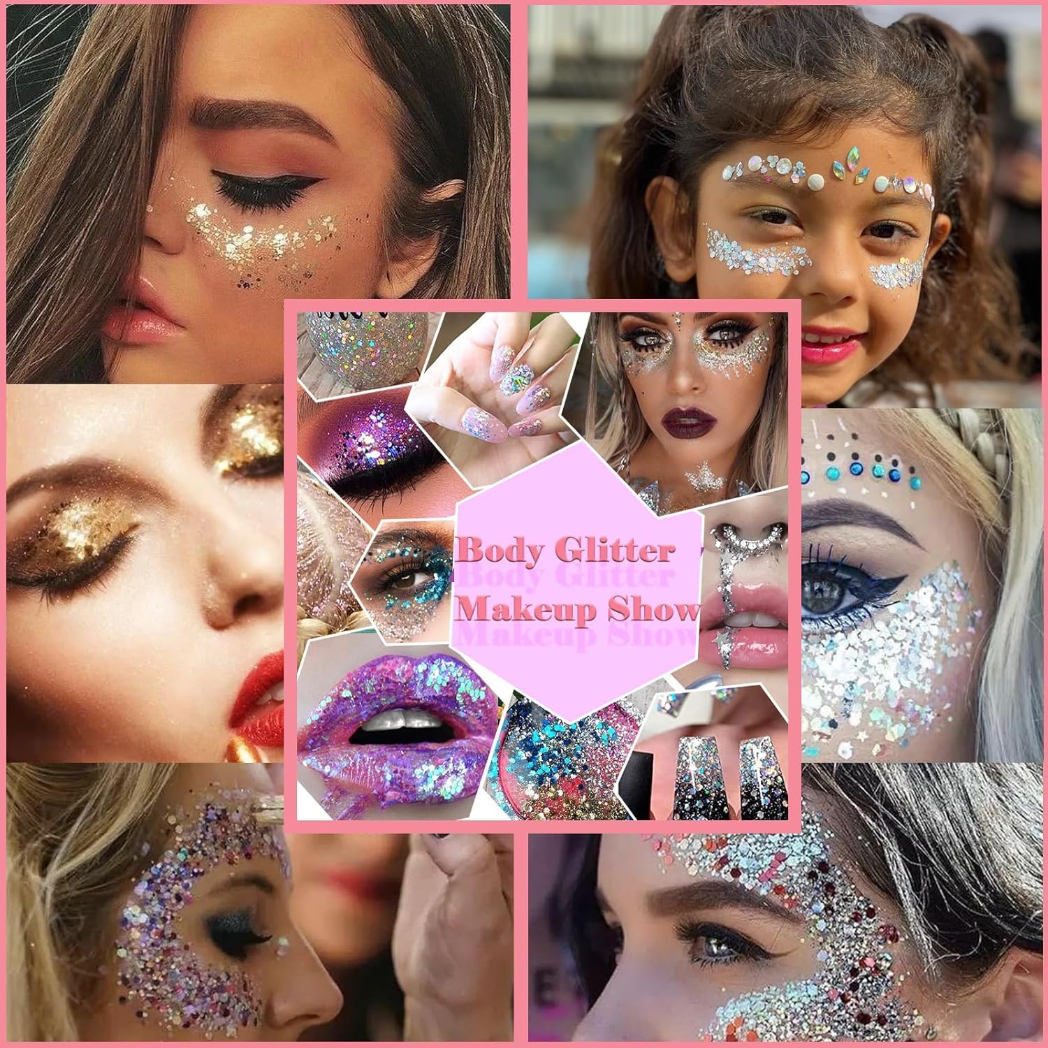 Angels Beauty cheek glitter gel blue creates vivid glow for festive makeup