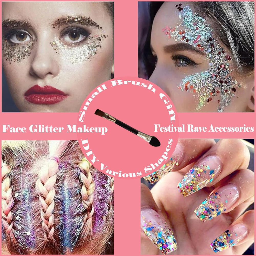 Angels Beauty face glitter gel in silver enhances eye sparkle for stage performances