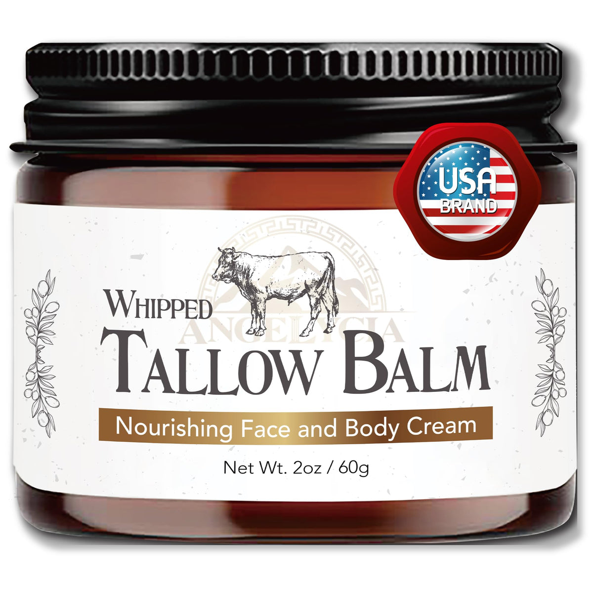 Angelycia Beef Tallow Face Moisturizer jar provides deep hydration for radiant, nourished skin