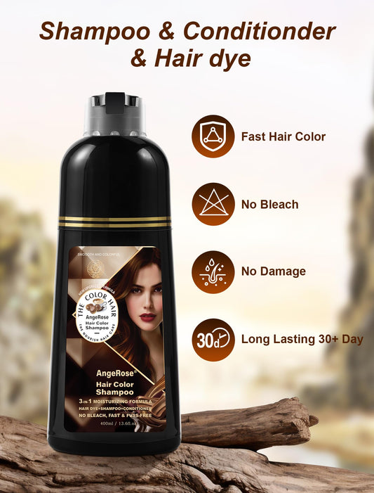 AngeRose Chestnut Brown Shampoo lather demonstrates even color distribution.