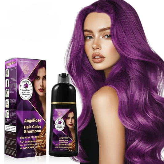 AngeRose Hair Dye Shampoo bottle for quick at-home color application.