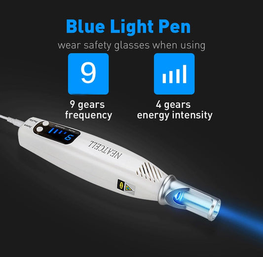 AngVin Blue Light Pen kit with customer and operator glasses for comfortable viewing.