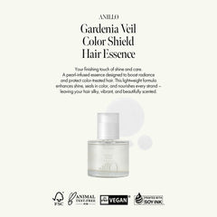 ANILLO Gardenia Veil application shot demonstrates lightweight leave-in texture for daily use