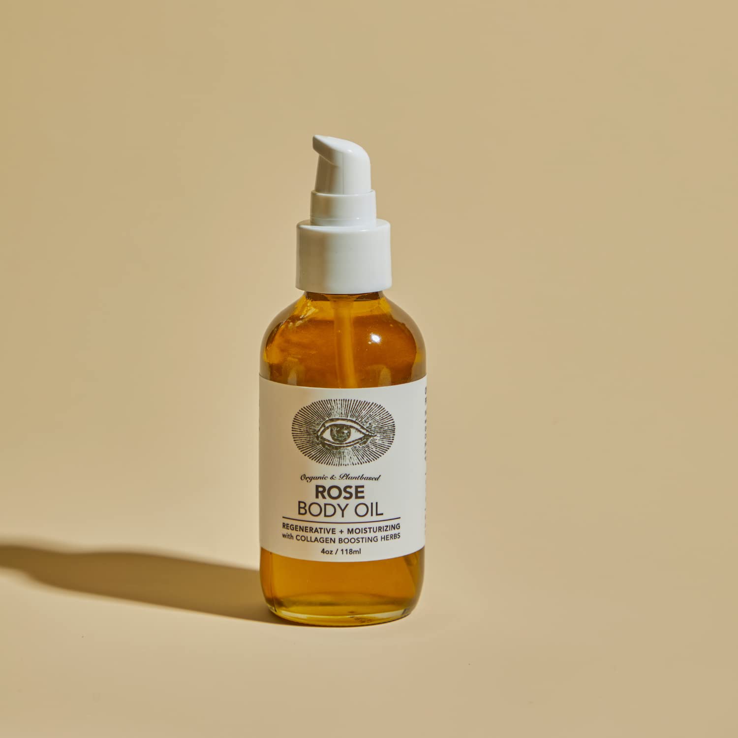 Anima Mundi bottle label highlighting botanically dense formula and natural ingredients for skin nourishment.