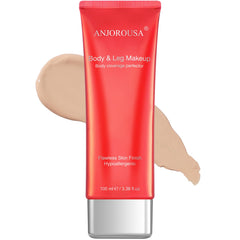ANJOROUSA Body Coverage Perfector bottle pour demonstrates smooth, even color application for flawless skin