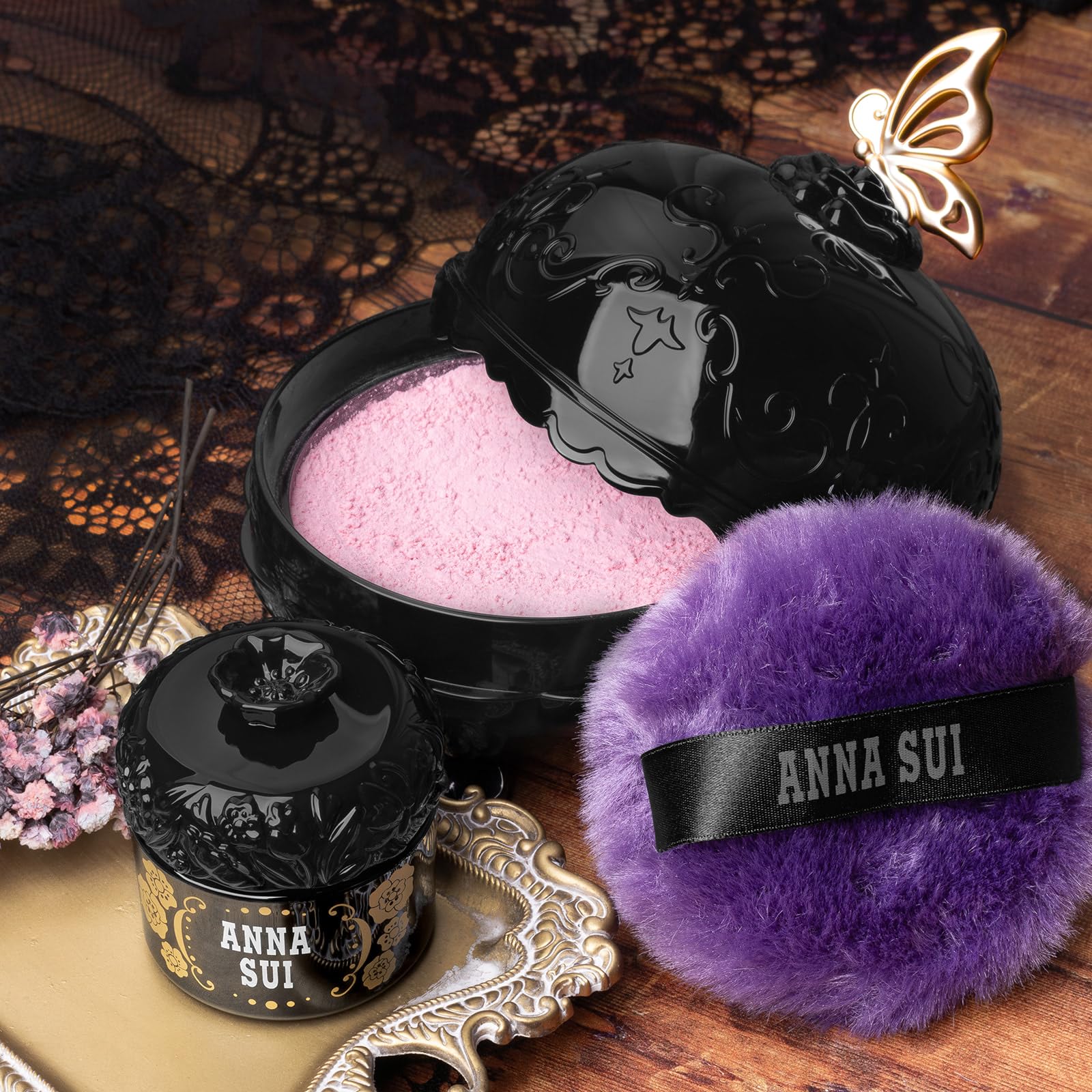 ANNA SUI refill only packaging shown with separate case and puff.