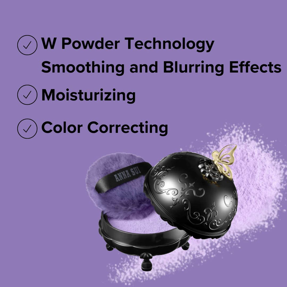 ANNA SUI Loose Face Powder purple 200 packaging highlights shade and lightweight finish.